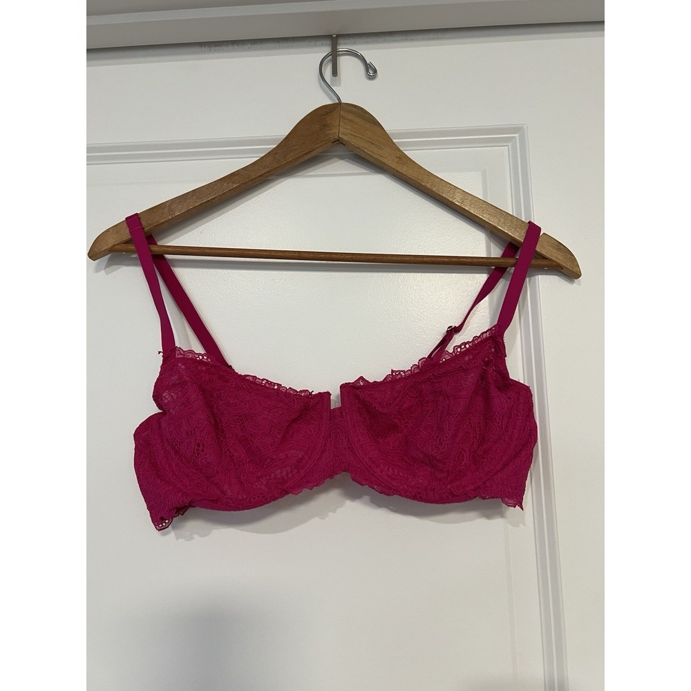 Soma Unlined Lace Balconette Bra 36D Sexy Dark‎ Pink